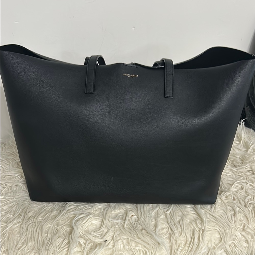 Saint Laurent Black Leather Tote Bag